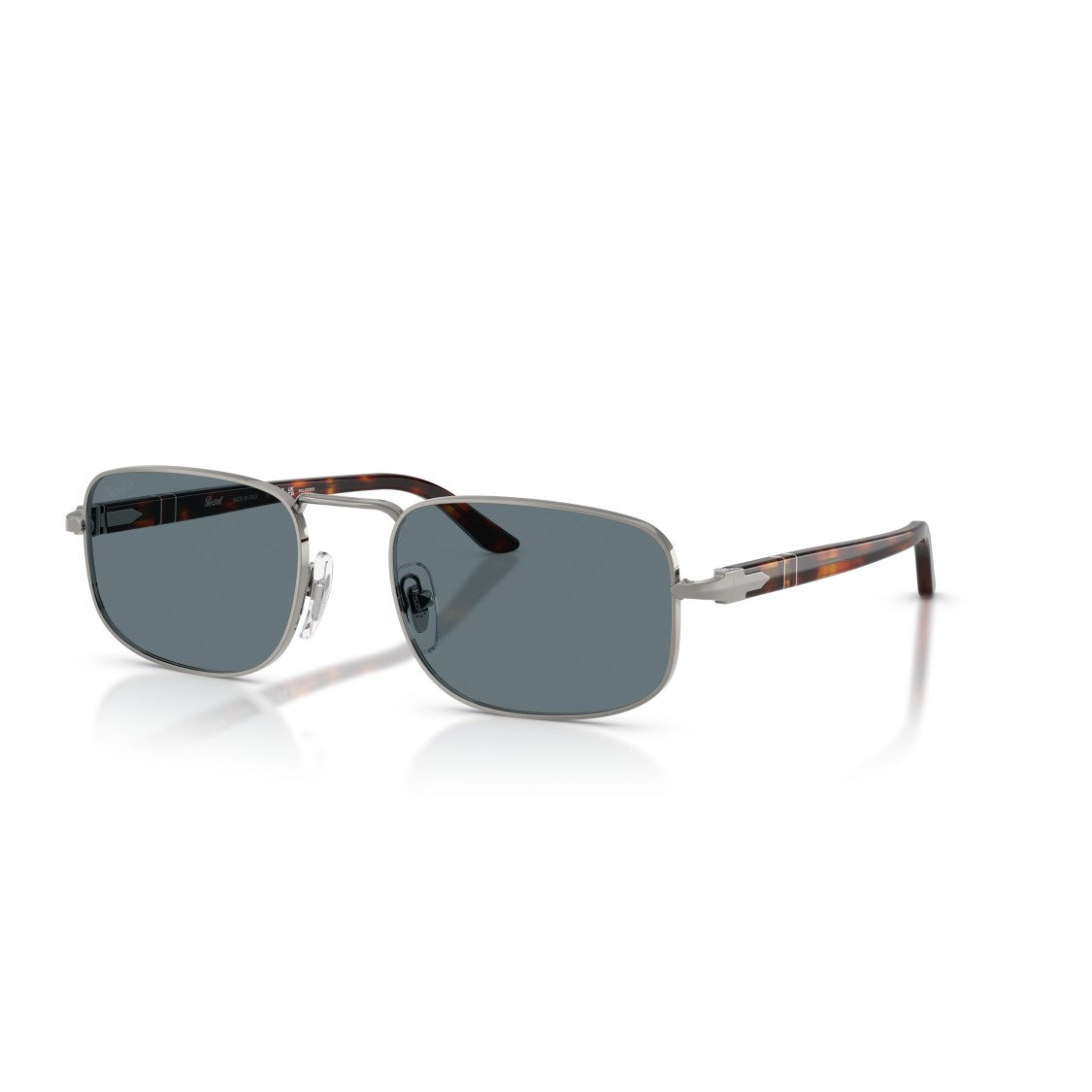 Persol Rectangular Metal Frame Sunglasses With Tortoiseshell Tips