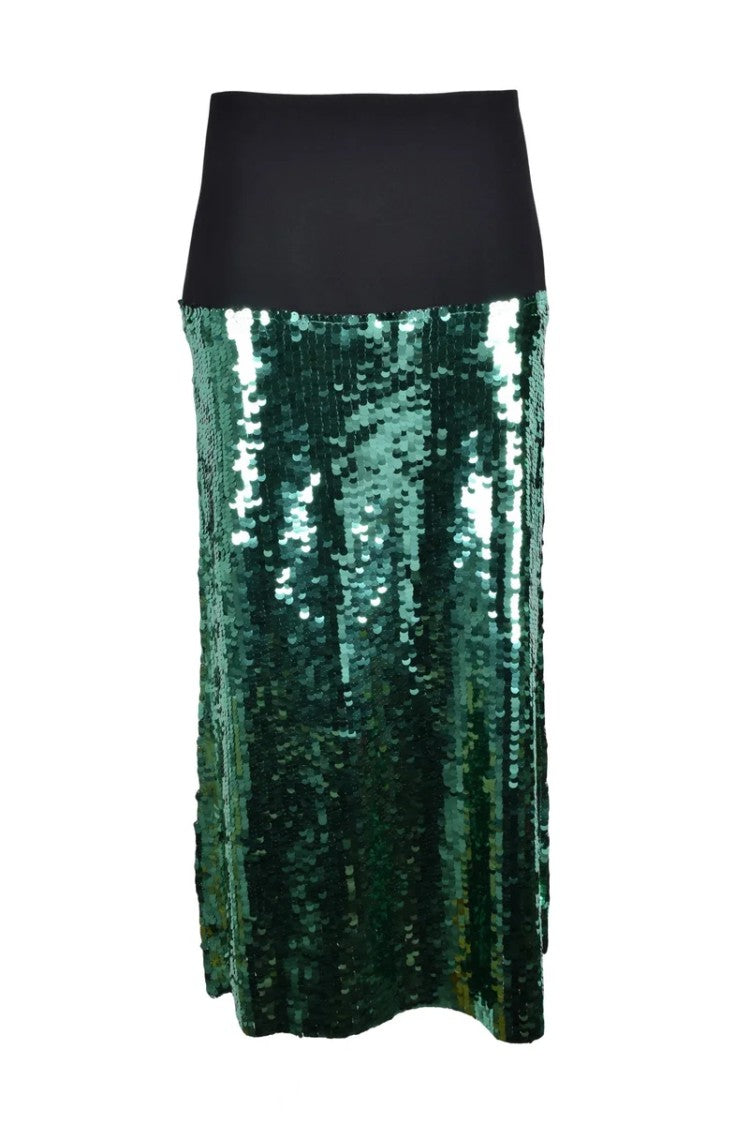 Erika Cavallini Long Skirt Green Sequins