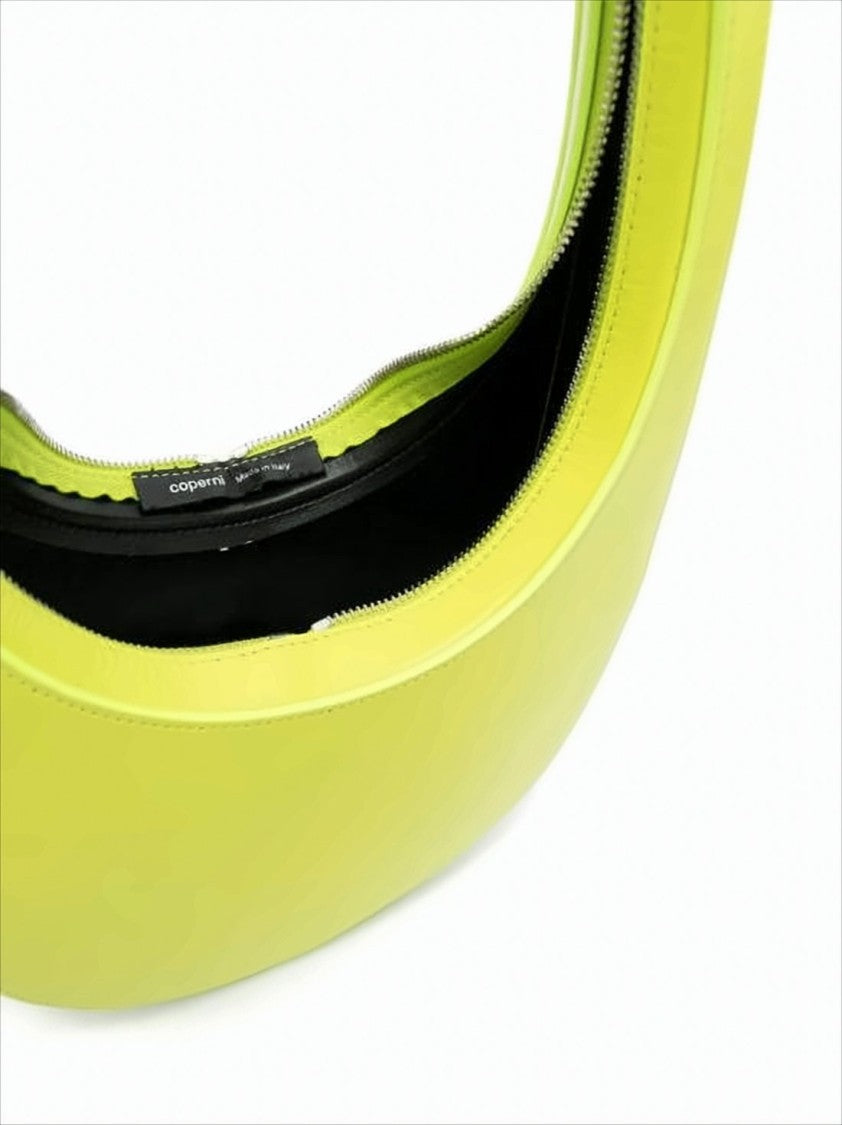 Coperni Crescent-Shaped Yellow Leather Tote Bag