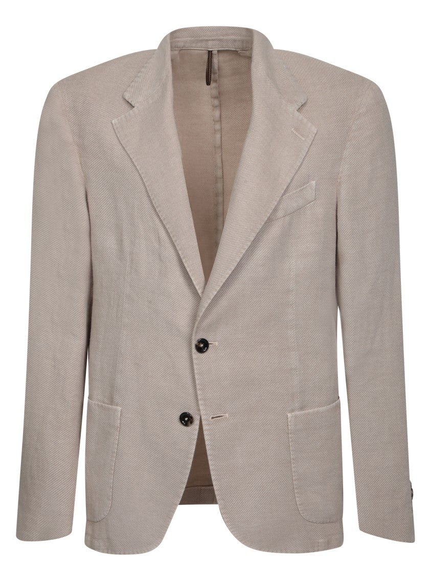 Dell'oglio Tailored Beige Blazer With Classic Notch Lapel