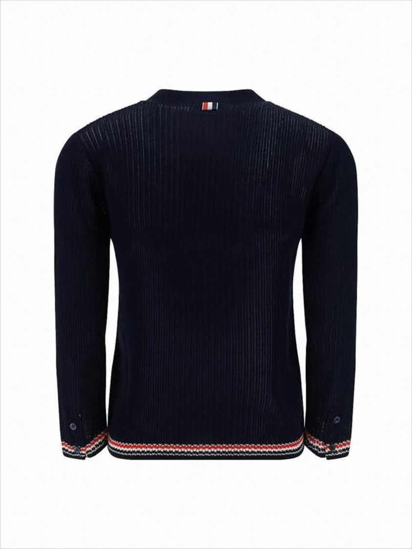 Thom Browne Ribbed V-Neck Cardigan With Button-Down Front
