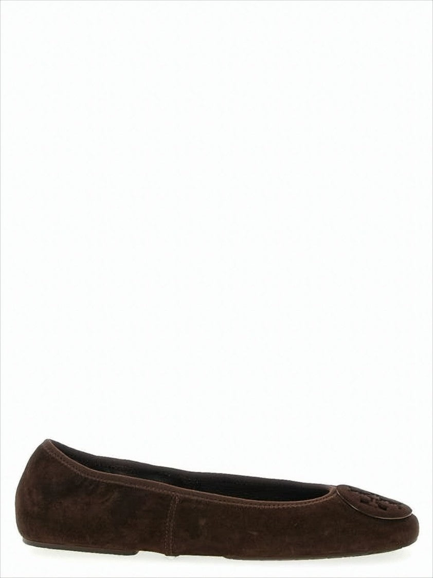 Tory Burch Suede Flat Shoes With Rounded Toe