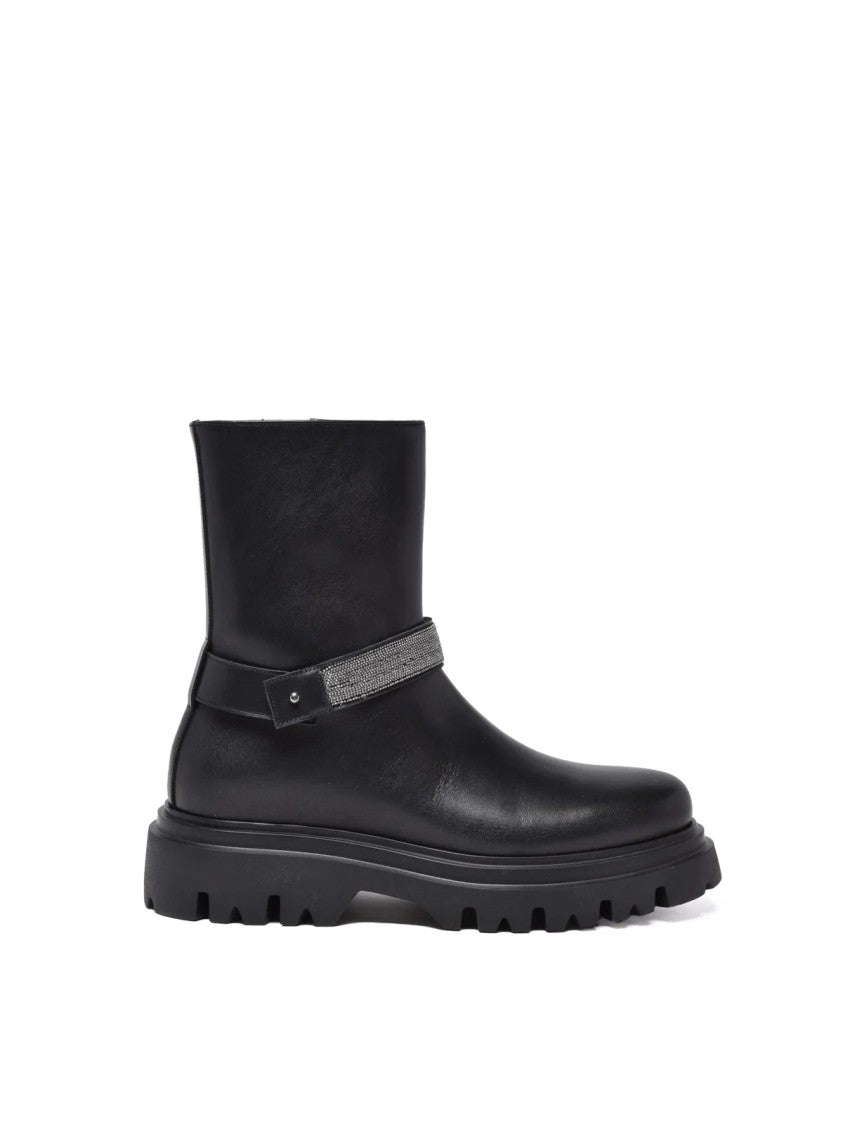 Fabiana Filippi Black Leather Biker Boots