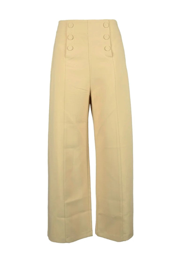 Suncoo Wide-Leg Trousers With High Waist And Button Details