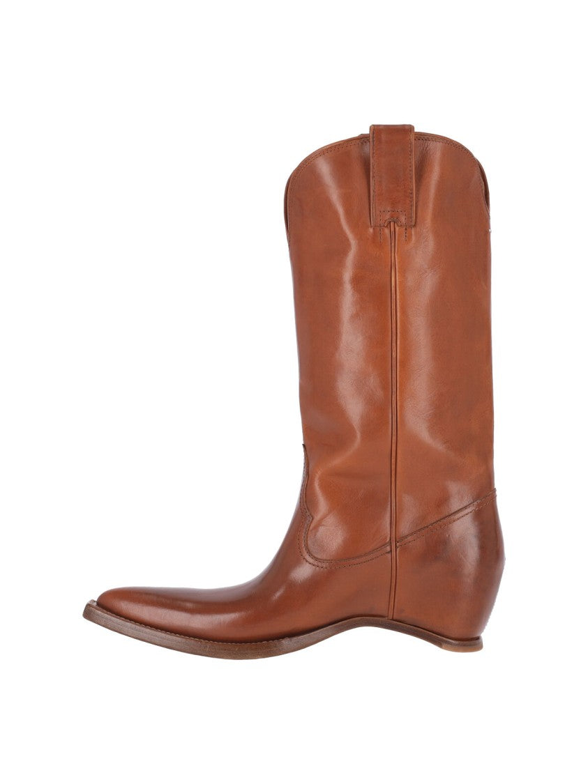 Maison Margiela Heel-Less Square Toe Calf Leather Boots