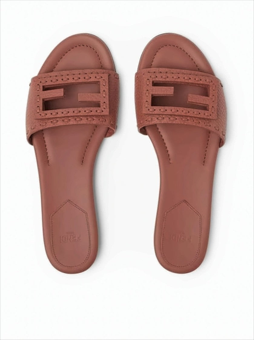 Fendi Cut-Out Geometric Design Calf Leather Sandals