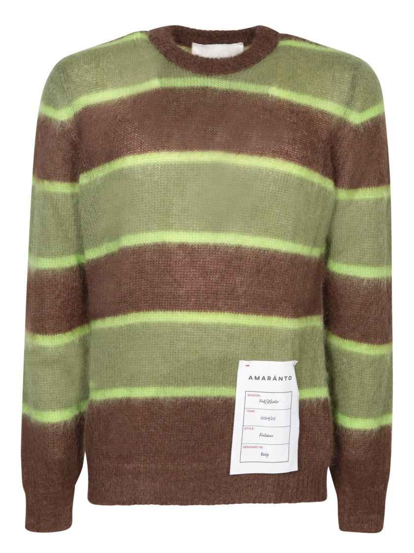 Amaranto Brown Knitwear With Striking Stripe Design