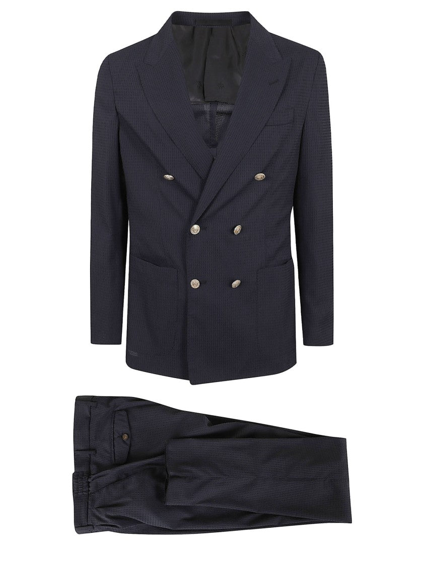 Eleventy Double-Breasted Blazer In Lightweight Textured Fabric