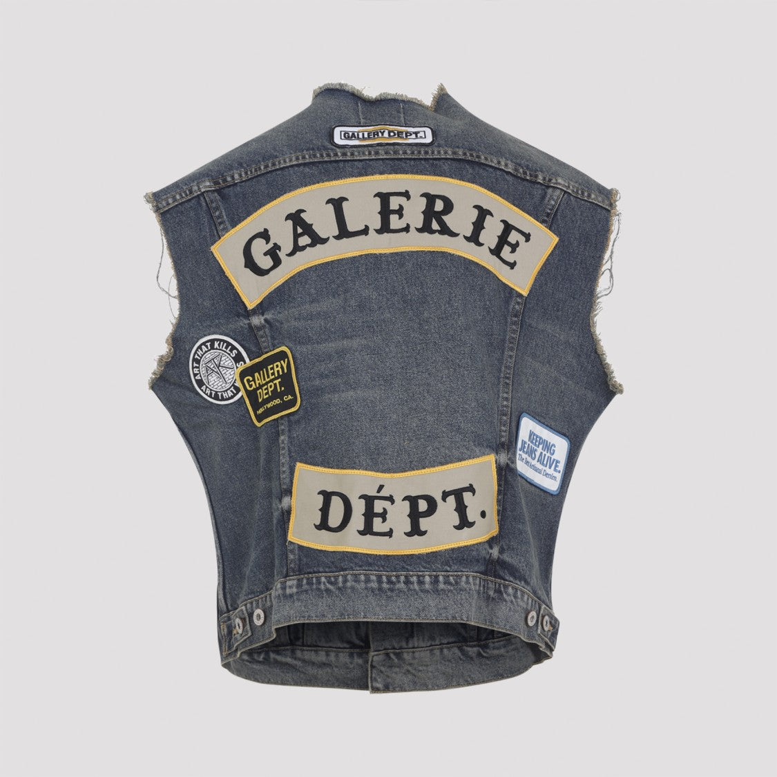 Gallery Dept. Sleeveless Denim Vest With Distressed Collar