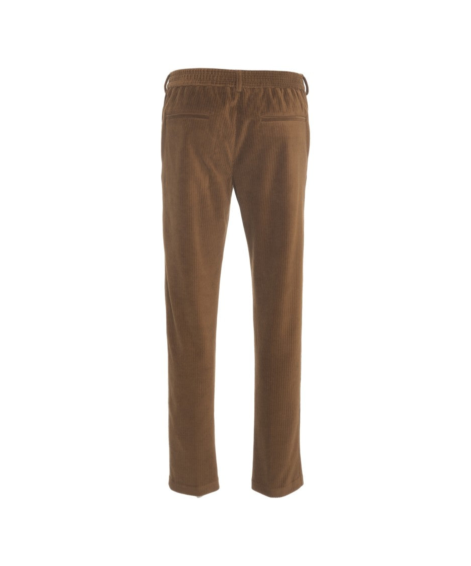 Circolo 1901 Textured Corduroy Trousers With Drawstring Waist And Tailored Silhouette