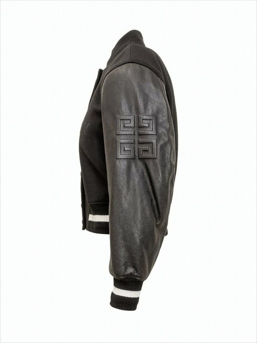 Givenchy Cropped Wool-Blend Jacket With Leather Sleeves