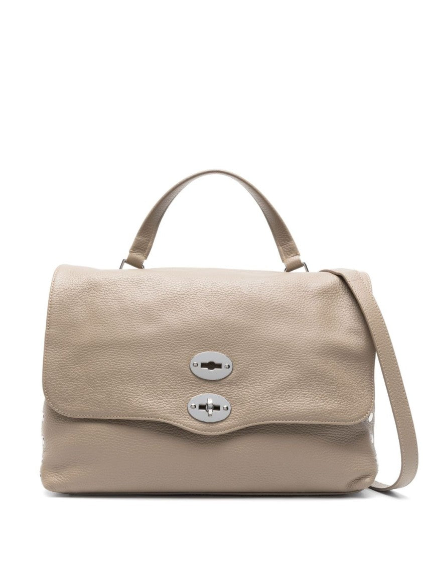 Zanellato Grey Structured Pebbled Leather Handbag