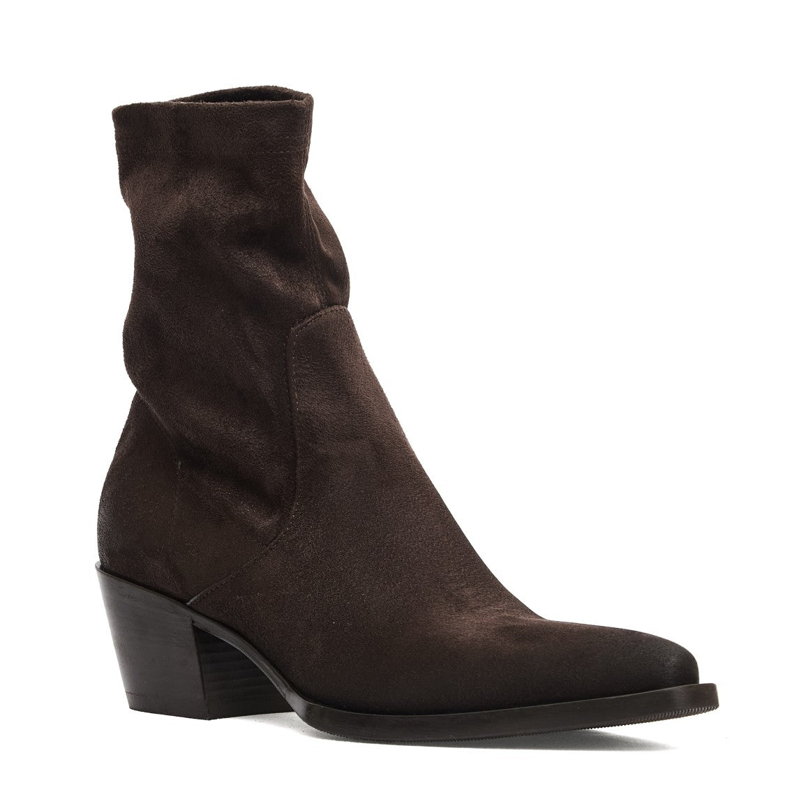 Strategia Brown Suede Ankle Boots With Pointed Toe And Mid-Height Heel