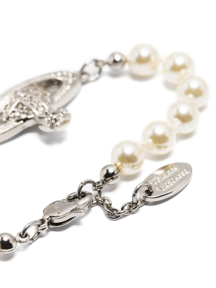 Vivienne Westwood Delicate Faux Pearl Bracelet With Silver-Tone Chain