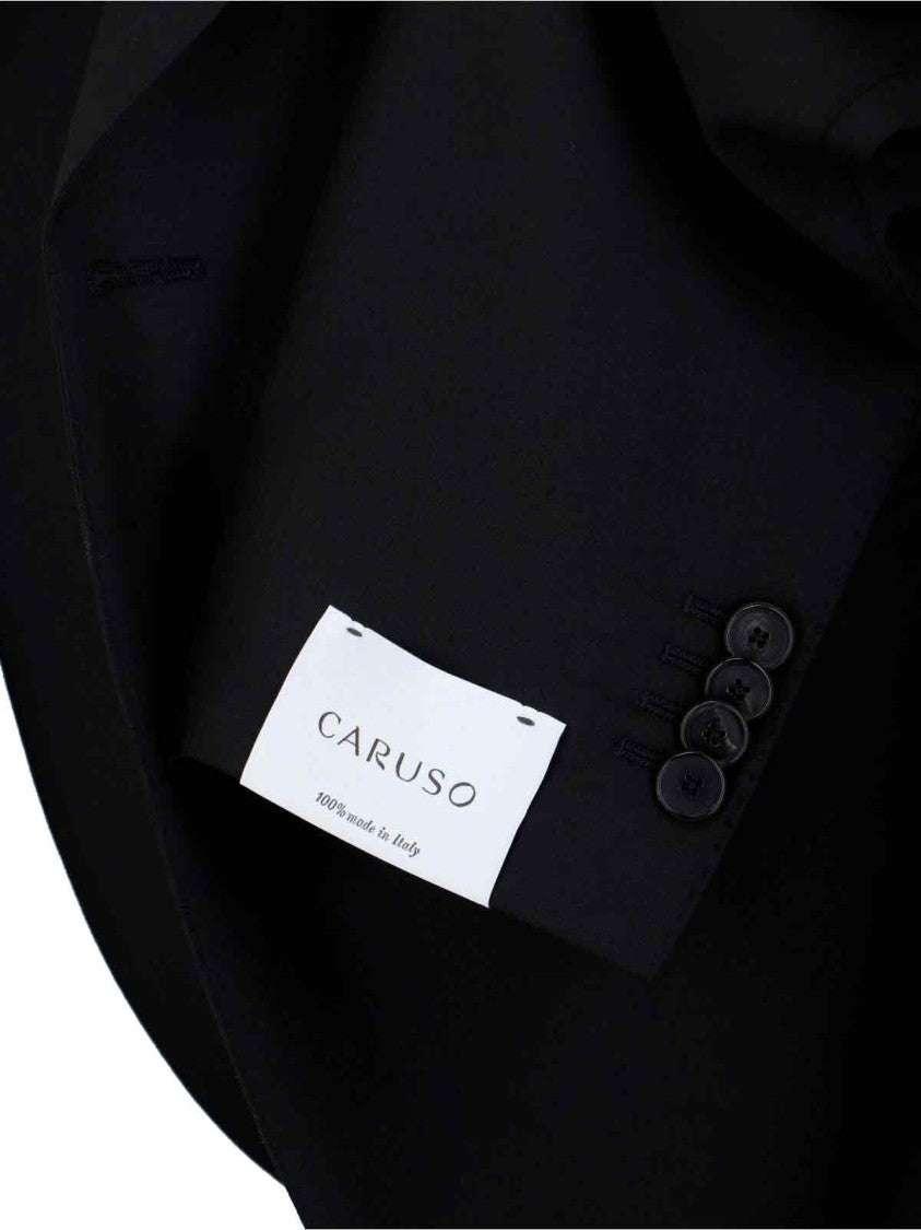 Caruso Black Wool Single-Breasted Suit, Dark Shade