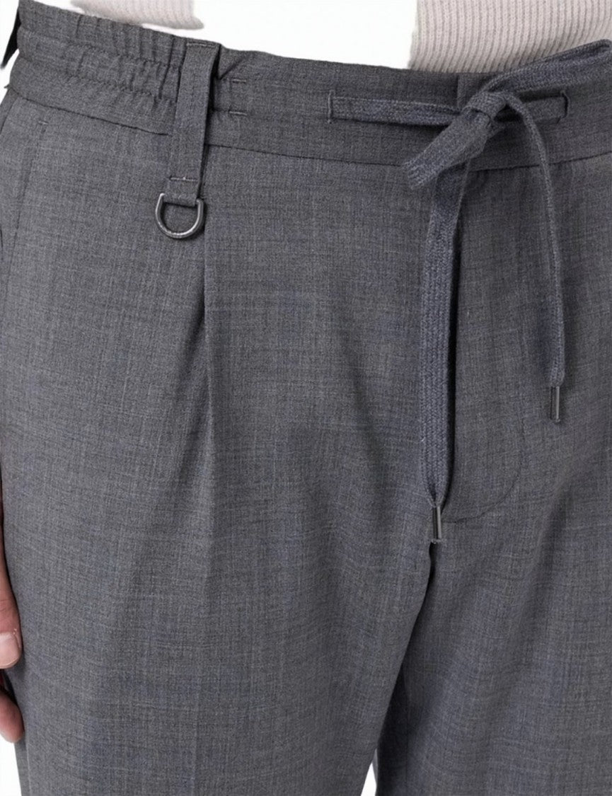 Paolo Pecora Pleated Fresco Wool Drawstring Tailored Pants