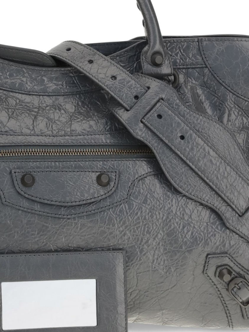 Balenciaga Black Structured Textured Lambskin Handbag