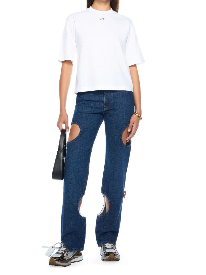 Off-White Blue Meteor Denim Straight Leg Cutout Jeans