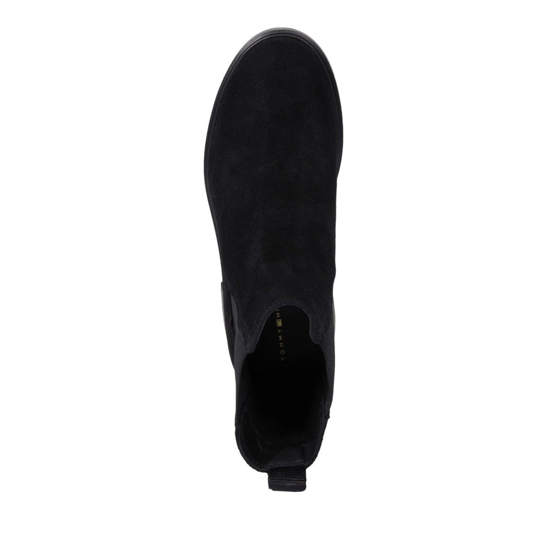 Tommy Hilfiger Black Sleek Chunky Rubber Sole Suede Chelsea Boots