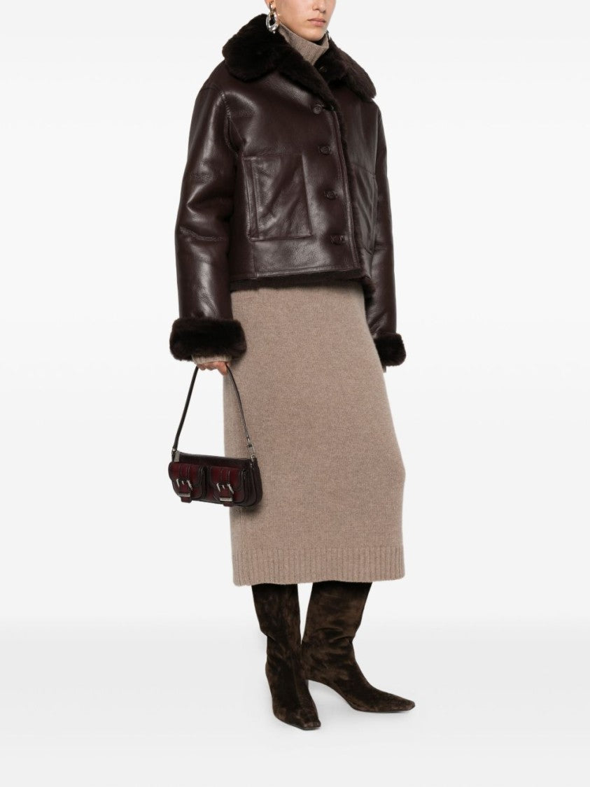 Michael Kors Rectangular Burgundy Leather Shoulder Bag