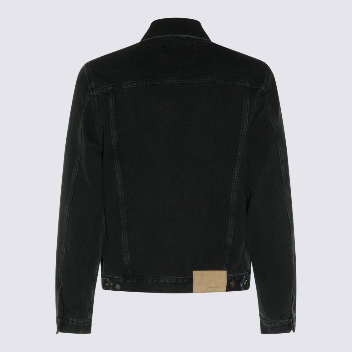 Canali Vintage-Inspired Black Denim Jacket With Classic Details