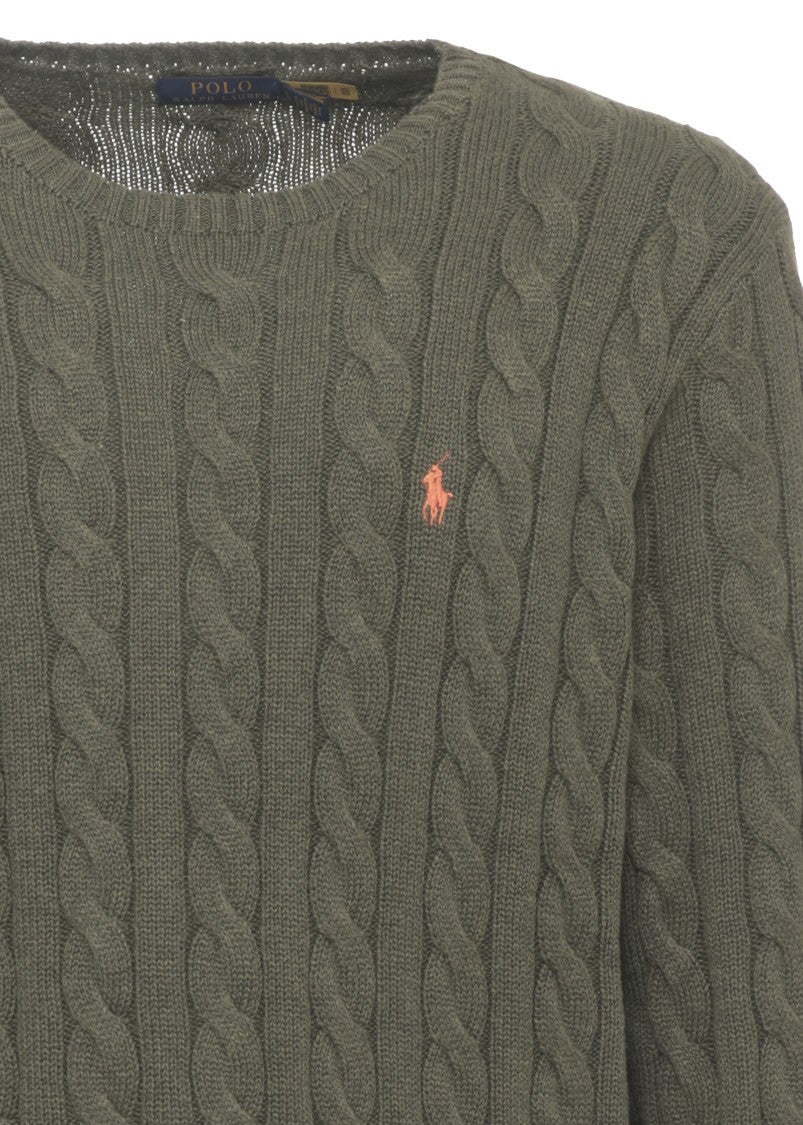 Polo Ralph Lauren Green Braided Pattern Cotton Sweater