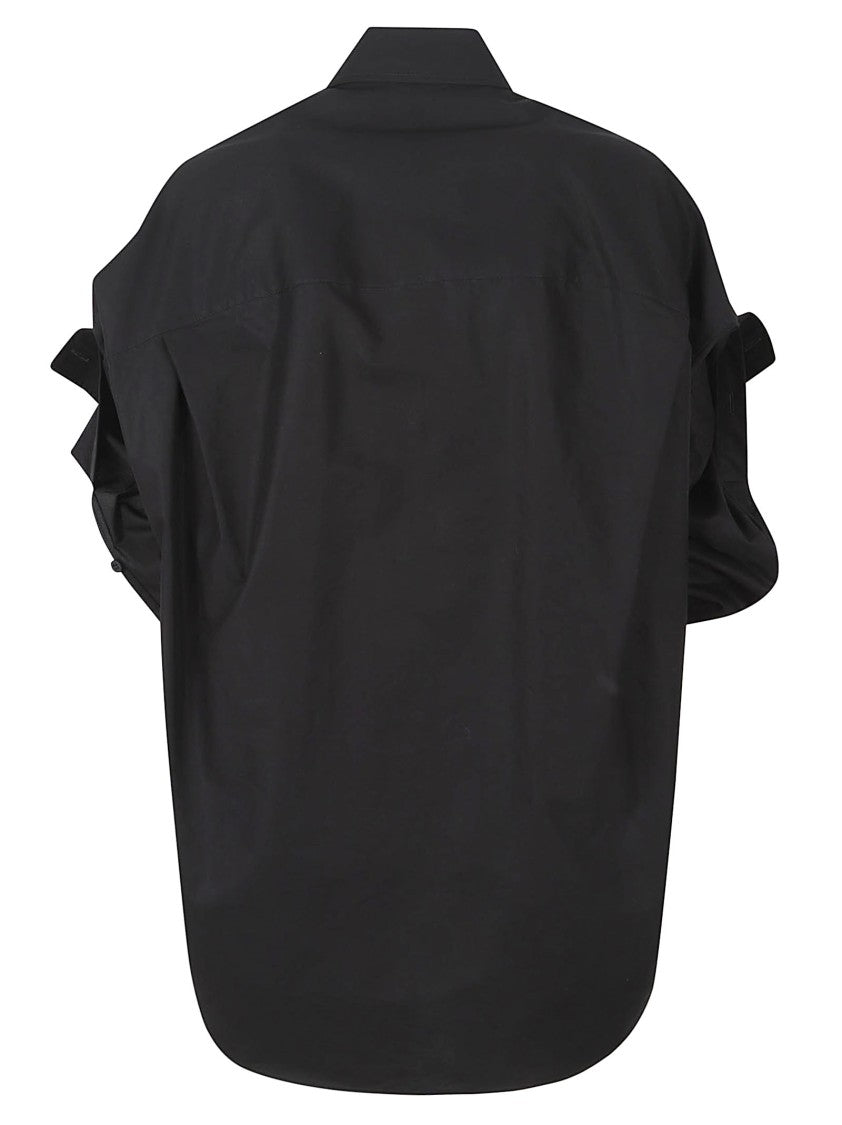 Balenciaga Pointed-Collar Short-Sleeved Shirt With Subtle Embroidery