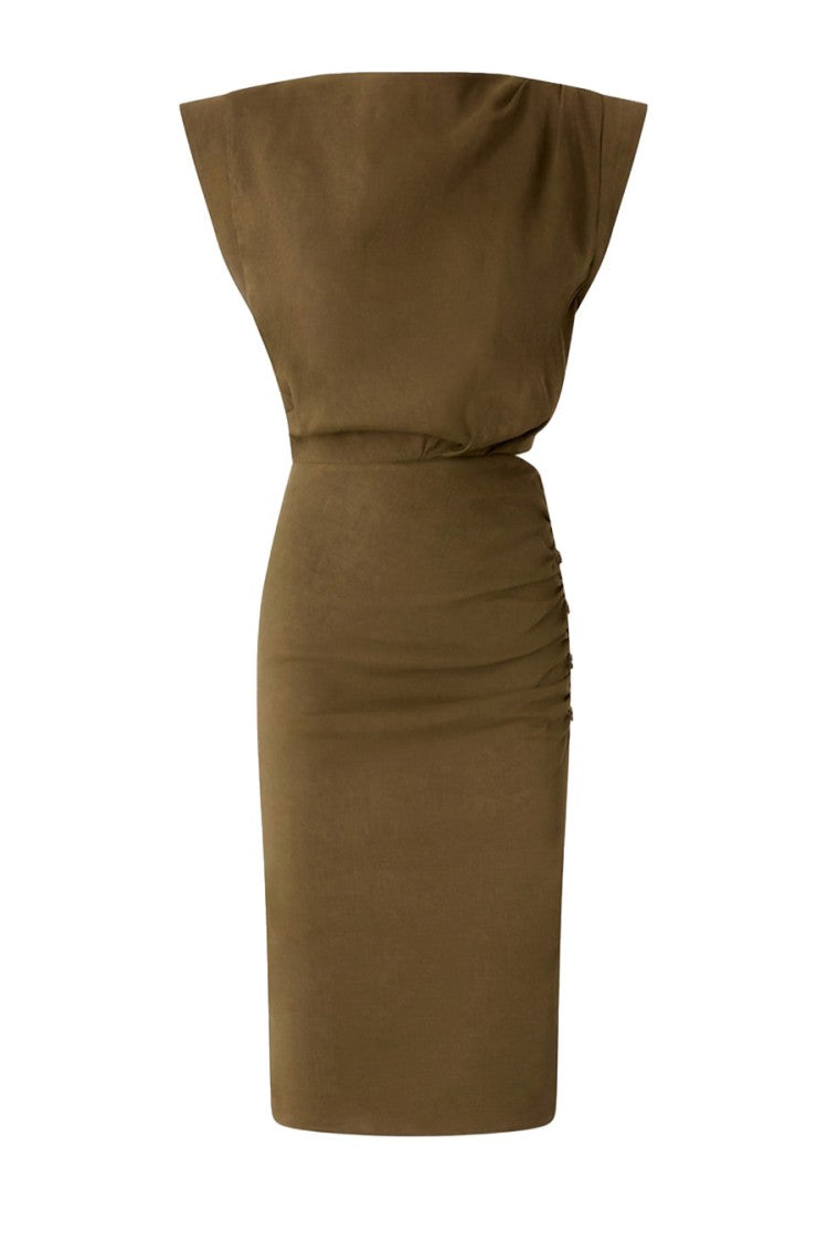 Pinko Structured Brown Midi Dress