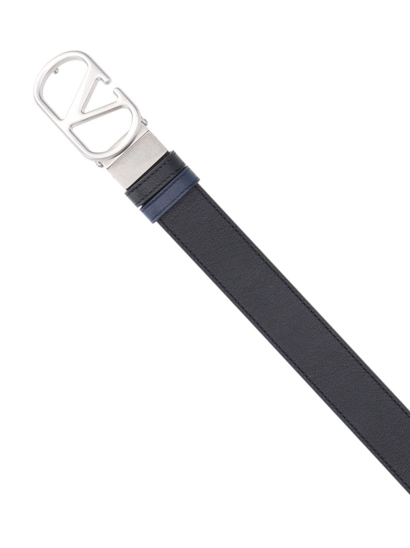 Valentino Garavani Reversible Leather Belt With Iconic Logo Buckle