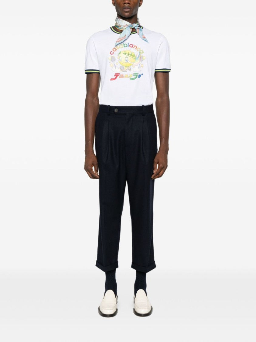 Casablanca Short-Sleeve Graphic T-Shirt With Contrast Trim