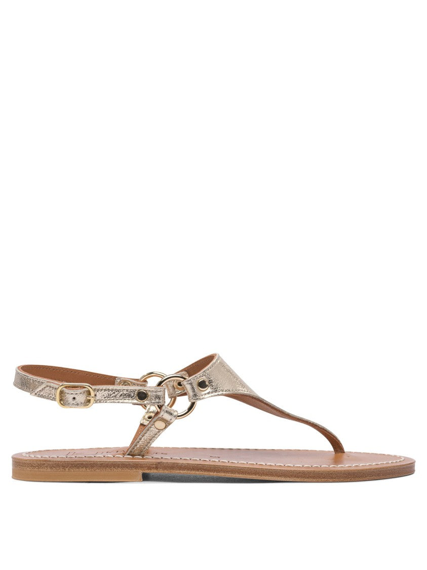 K.Jacques Sophisticated Leather Sandals With Metallic Finish
