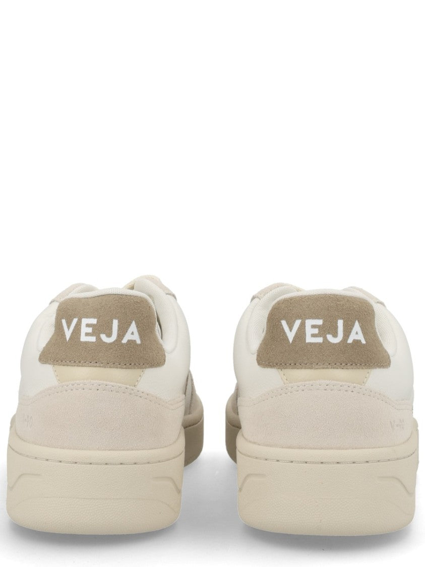 Veja White V-90 Suede Overlay Sneakers