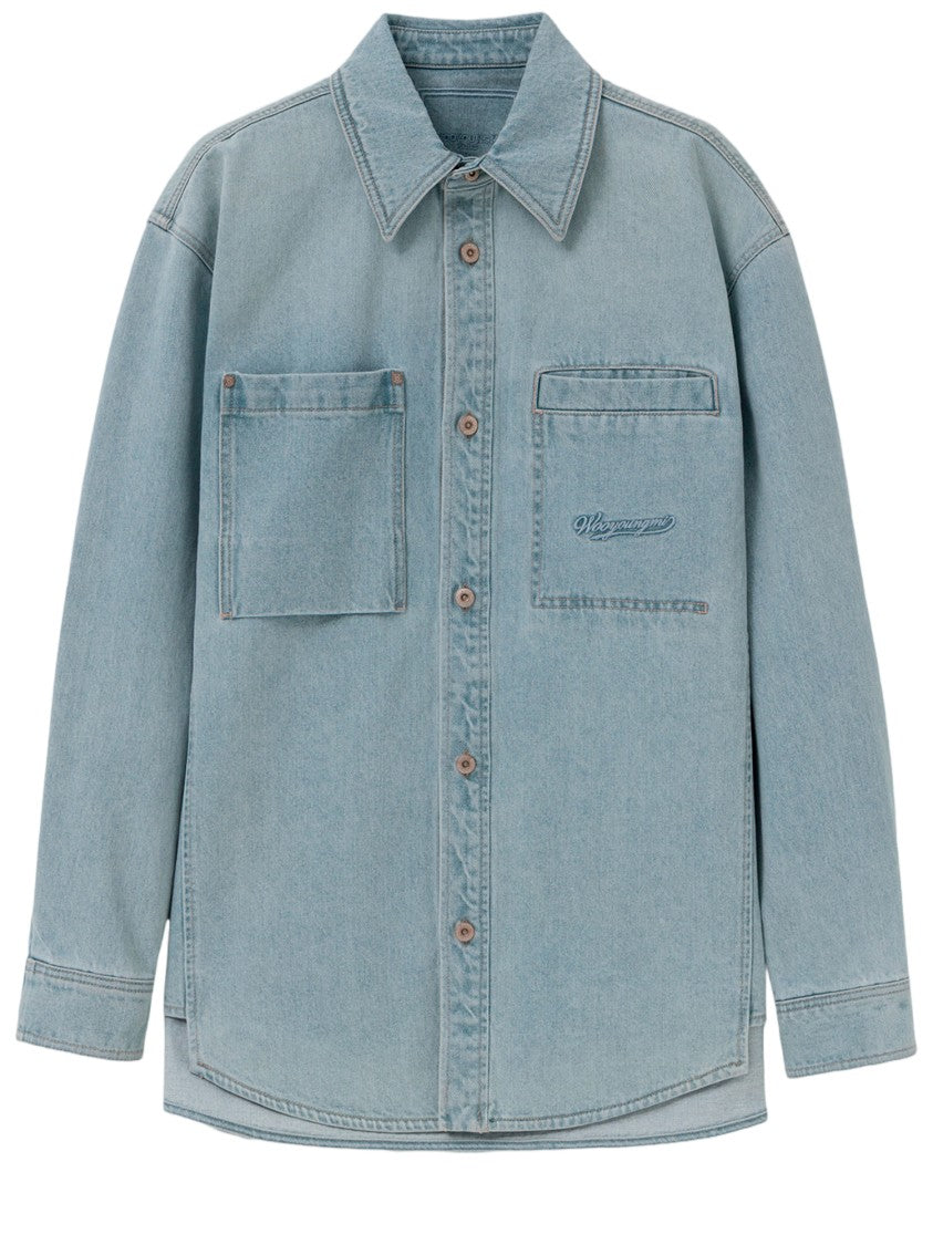 Wooyoungmi Embroidered Logo Cotton Shirt With Classic Collar