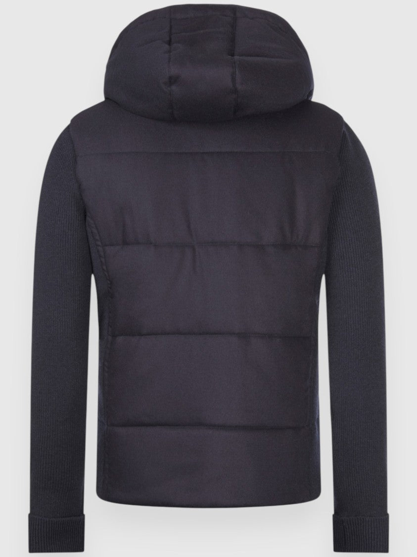 Gran Sasso Quilted Flannel Jacket With Eco-Friendly Padding And Removable Hood