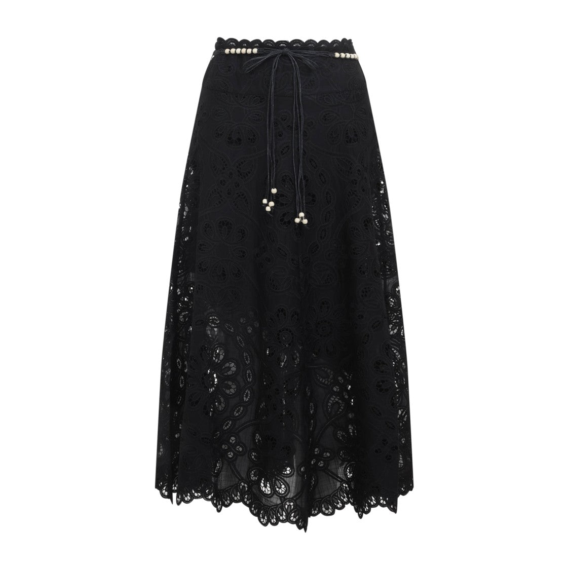 Zimmermann Flowing Black Skirt With Lace Detailing