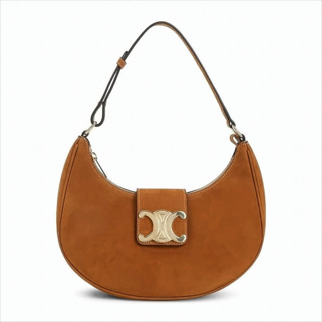 Celine Crescent-Shaped Shoulder Bag In Rich Brown Calf Leather