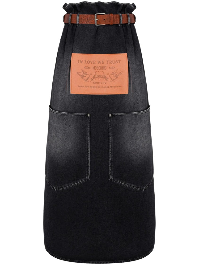 Moschino Classic Black Cotton Skirt With Smooth Texture