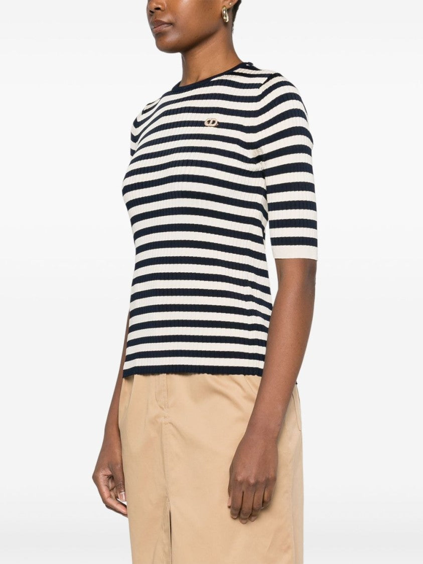 Twin-Set White And Navy Sweaters