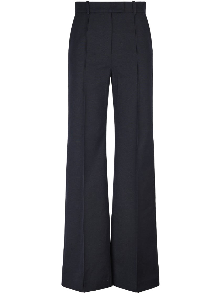 A.P.C. Tailored Wide-Leg Dark Navy Trousers With Concealed Fastening