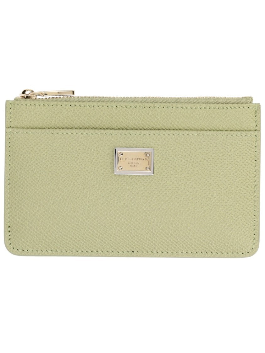 Dolce & Gabbana Textured Plaque Zipper Compartment Leather Wallet