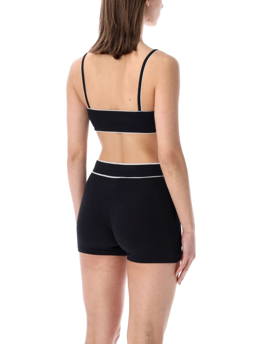 Marine Serre Ribbed Fine Strap Bra