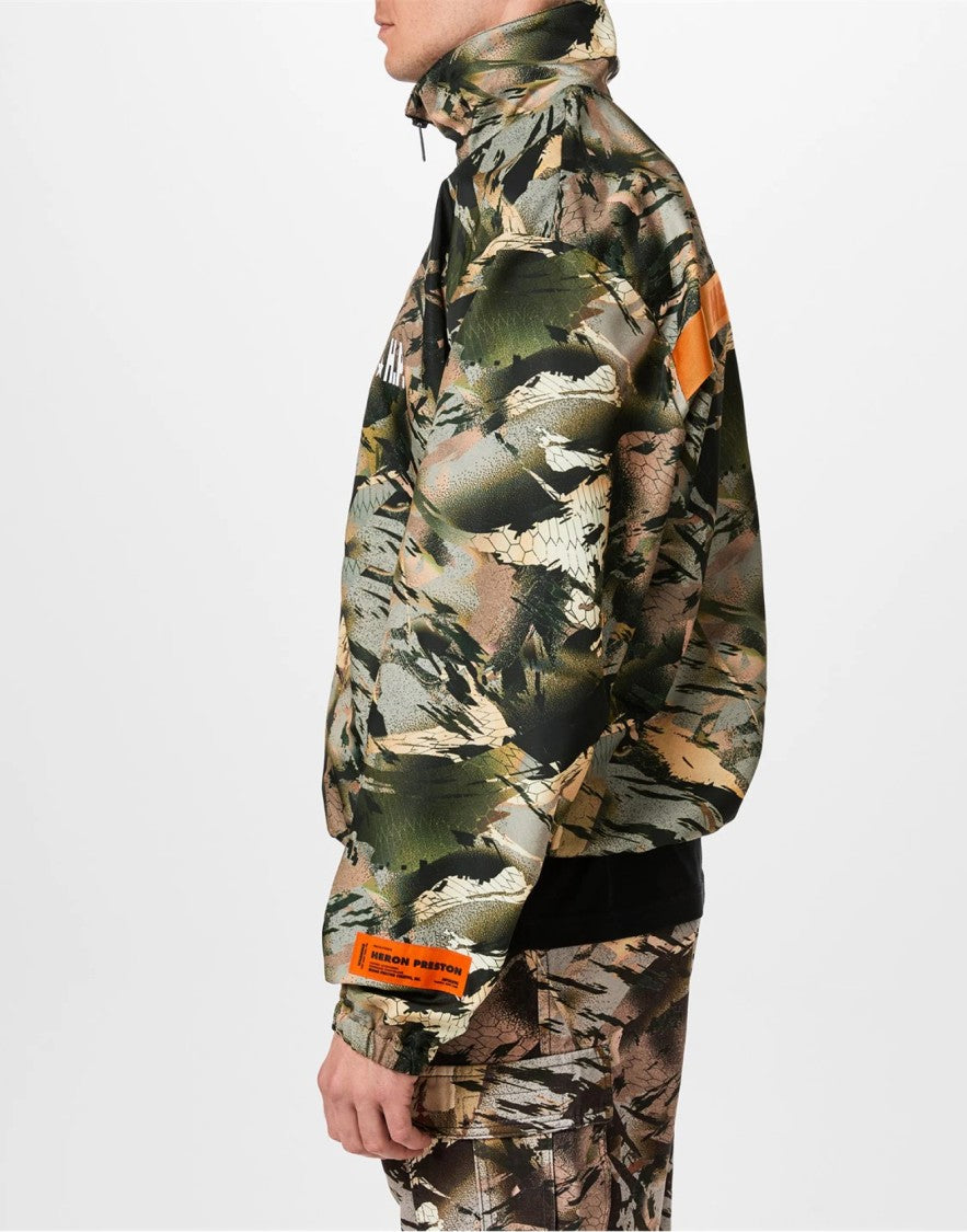 Heron Preston Nylon Camo Logo Tape Windbreaker Jacket