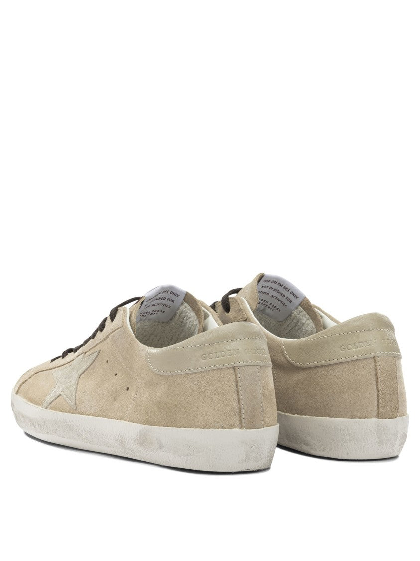 Golden Goose Beige Suede Slip-On Sneakers With Distressed White Sole