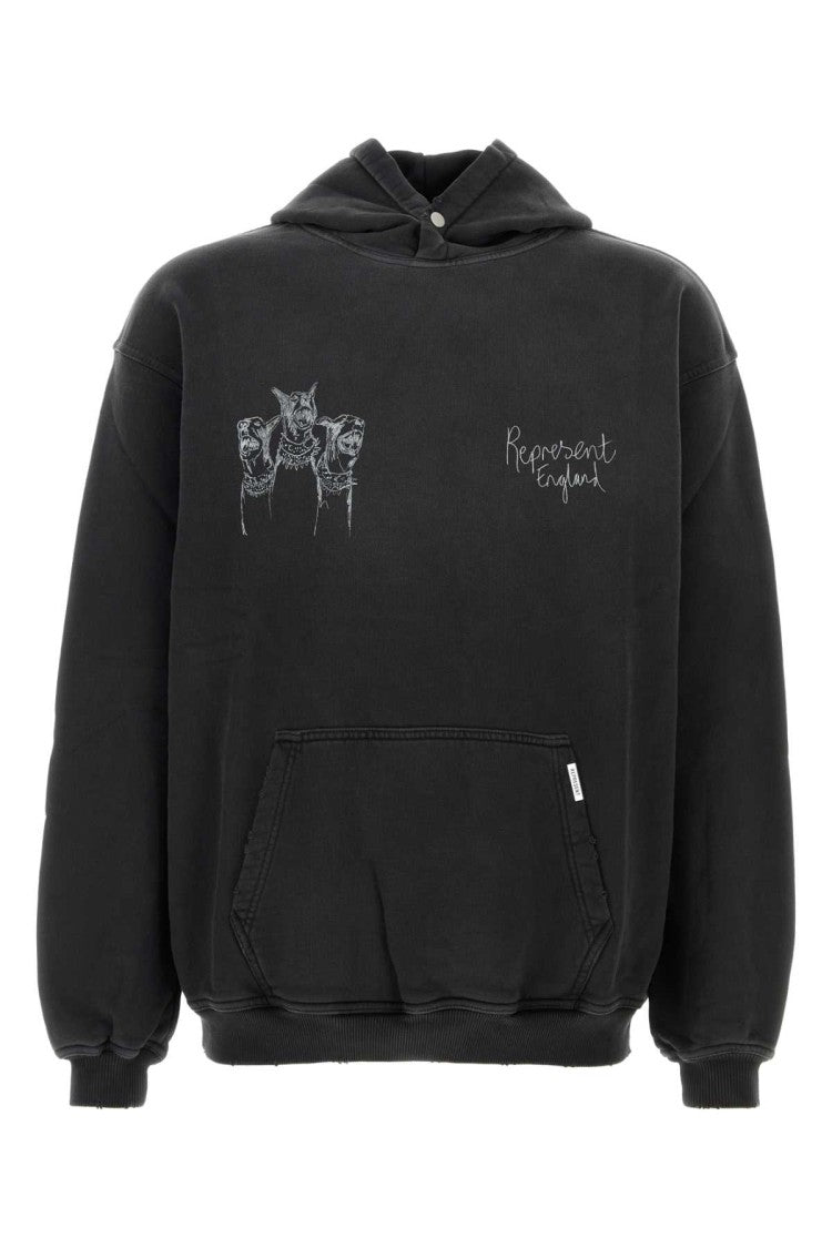 Represent Black Cotton Oversize Thoroughbred Dogs Sweatshirt