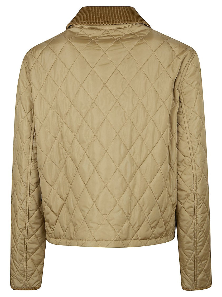 Burberry Quilted Cropped Jacket With Corduroy Details