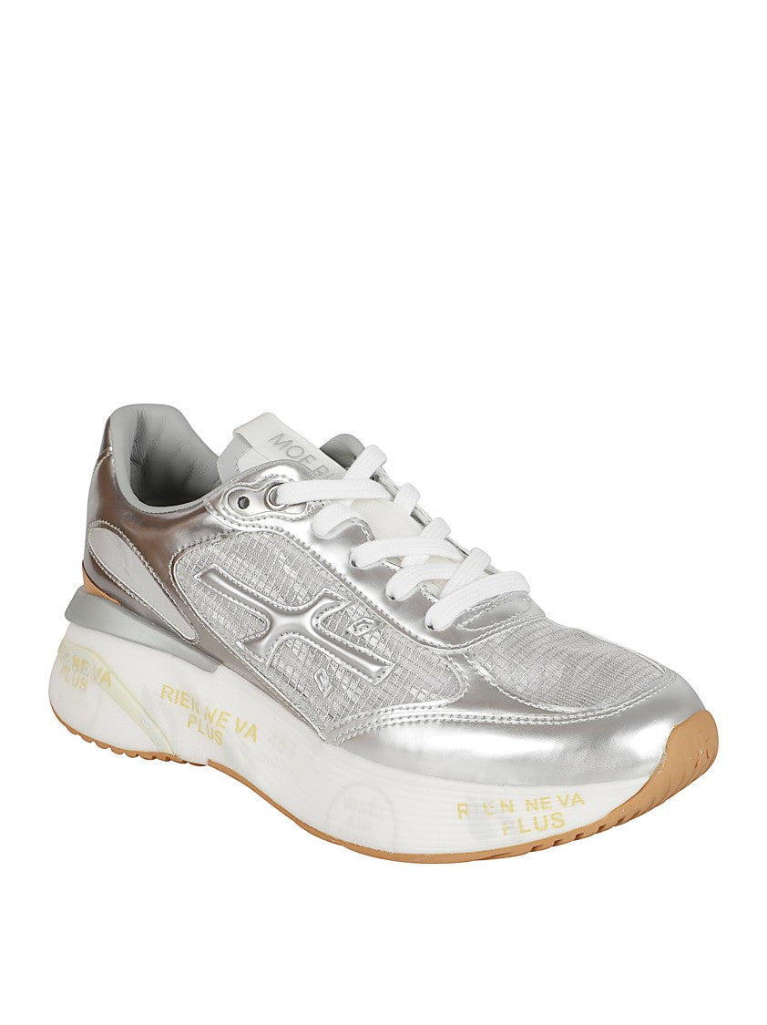 Premiata Metallic Silver Sport Sneakers With Cushioned Sole