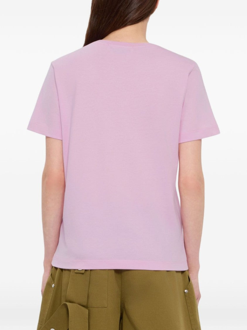 Msgm Light Pink Cotton T-Shirt With Embellished Detailing