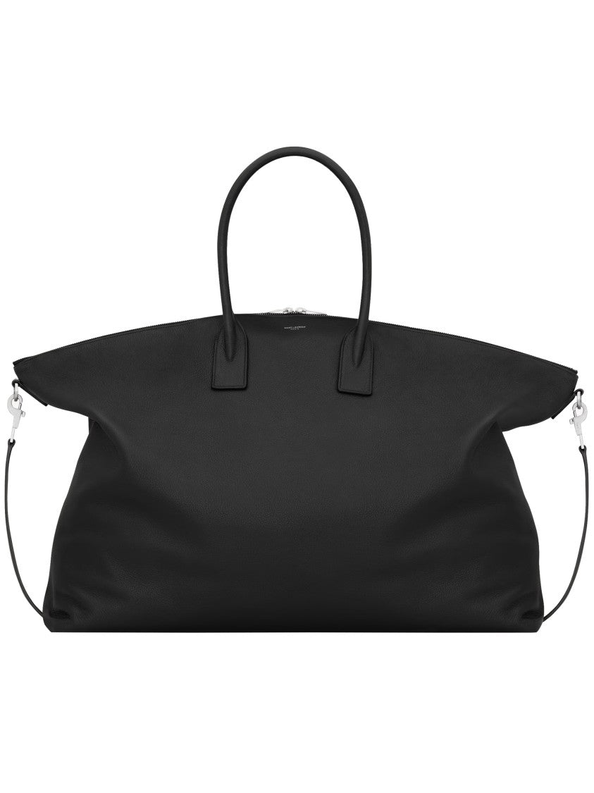 Saint Laurent Black Bowling Rectangular Leather Duffle