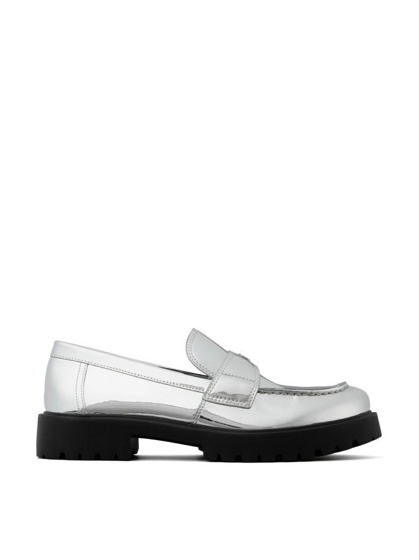 Tory Burch Mirrored Metallic Classic Logo Lug Loafers
