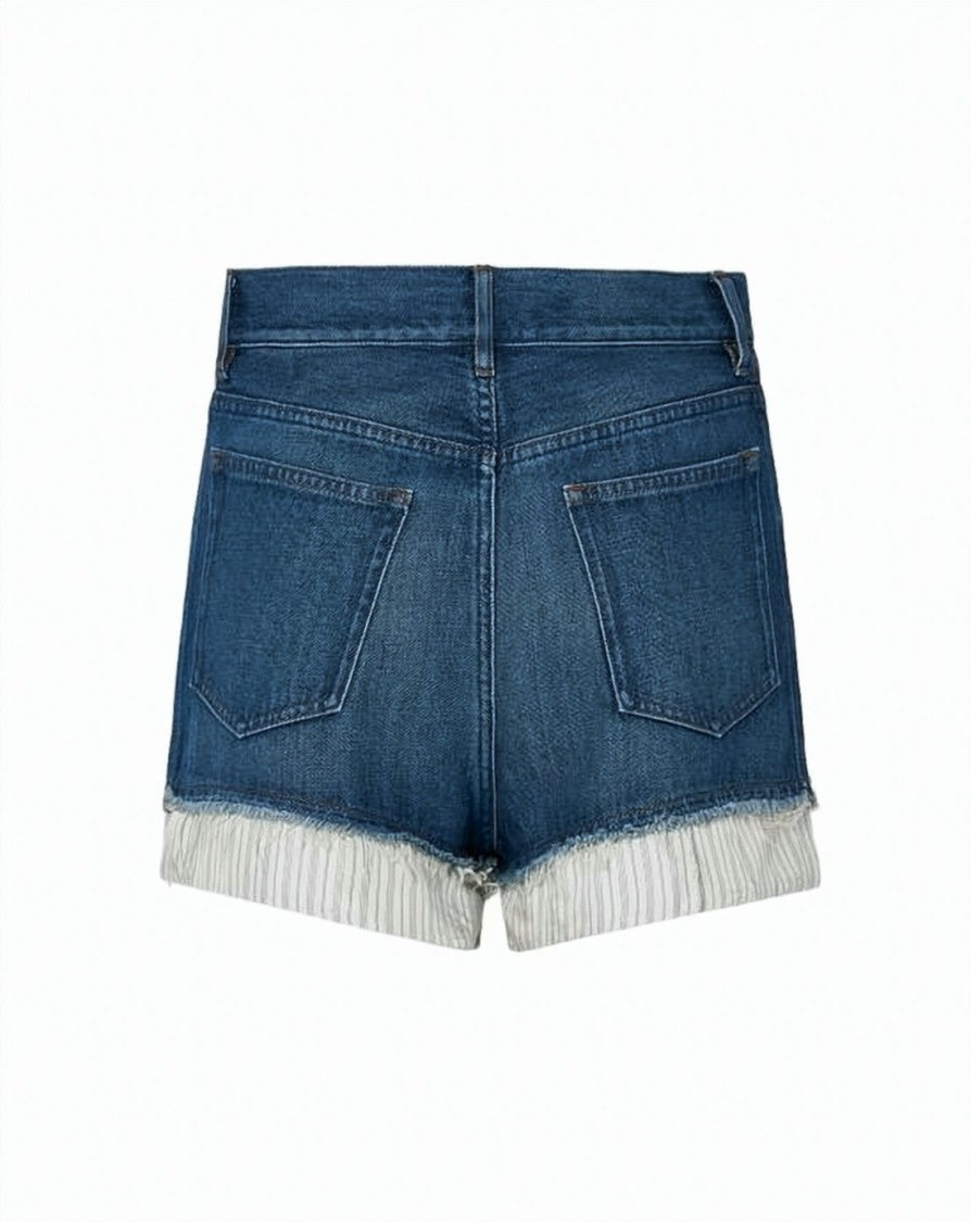 A.P.C. Medium Blue Wash Denim Shorts With Layered Detail